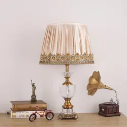 Table lamps for the bedroom with lampshade photo