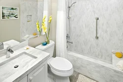 Bathtub Made Of Marbled PVC Panels Photo