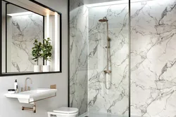 Bathtub made of marbled PVC panels photo