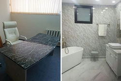 Bathtub Made Of Marbled PVC Panels Photo
