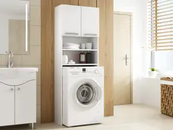 Washing machine case in the bathroom photo
