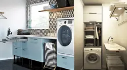 Жуынатын бөлме фотосуретіндегі кір жуғыш машинаның корпусы