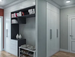 Built-in wardrobes with mezzanines in the hallway photo