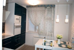 Curtains for the kitchen photo refrigerator by the window