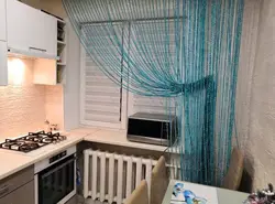 Curtains for the kitchen photo refrigerator by the window