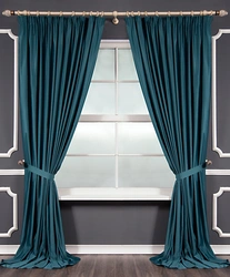 Curtains in the living room aqua color photo