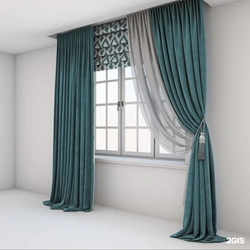 Curtains in the living room aqua color photo