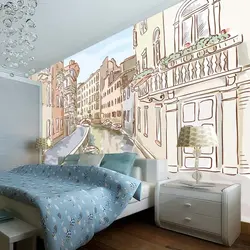 Photo wallpaper on the wall in a children's bedroom photo