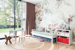 Photo wallpaper on the wall in a children's bedroom photo