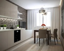 Photo of wallpaper for a living room with a white kitchen