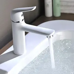 White bathroom sink faucet photo