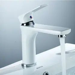 White Bathroom Sink Faucet Photo