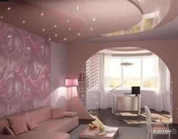 Suspended ceilings with flowers for the living room photo