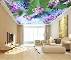 Suspended ceilings with flowers for the living room photo