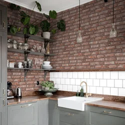 Tiles for kitchen on the wall bricks photo