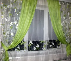 Organza curtains for the kitchen, photos of your own