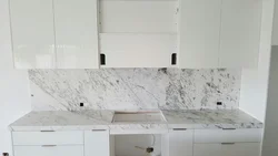 Glossy marble kitchen countertop photo