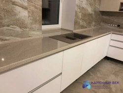 Glossy marble kitchen countertop photo