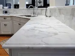 Glossy Marble Kitchen Countertop Photo