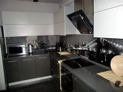 If the kitchen is glossy and the apron is matte photo