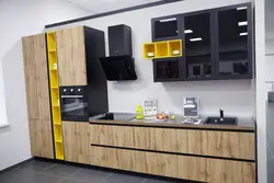 Photo of a kitchen without handles in loft style