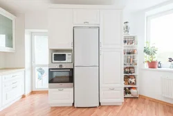 Кухни с пеналом и встроенным холодильником фото