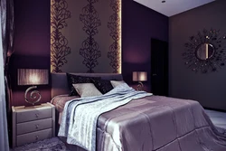 Dark wallpaper with flowers in the bedroom photo
