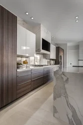 Gray marble on the kitchen floor photo
