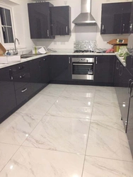 Gray marble on the kitchen floor photo