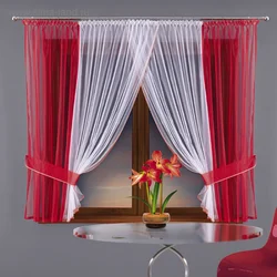 Inexpensive curtains and tulle for the kitchen photo