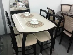 Beige table and chairs for the kitchen photo