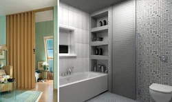 Tile cabinet in the bathroom photo