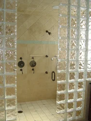 Glass blocks in the bathroom showers made of glass blocks photo