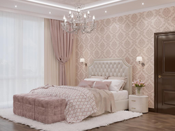 Curtains with flowers for a white bedroom photo