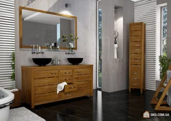 Bathroom cabinet made of wood photo