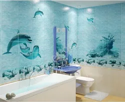 Panels in the bathroom photo with dolphins