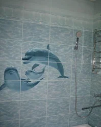 Panels in the bathroom photo with dolphins