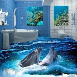 Panels in the bathroom photo with dolphins