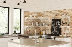 Wallpaper for the kitchen photo combined with bricks