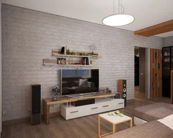 Televizor Fotosurati Bilan Loft Uslubidagi Yashash Xonasi