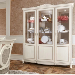 White Display Cabinets For Dishes In The Living Room Photo