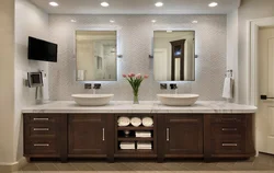 Photo of furniture with a mirror for the bathroom
