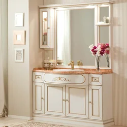 Photo Of Furniture With A Mirror For The Bathroom