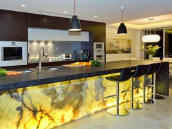 Photo of kitchen bar counters made of marble