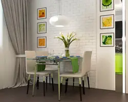 Wall of the dining area in a small kitchen photo