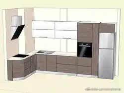 Kitchen refrigerator and oven next to each other photo