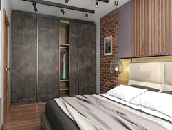 Loft tərzi fotoşəkildə yataq otağı üçün qarderob