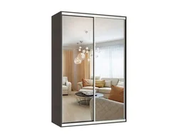 Sliding wardrobes with one mirror in the bedroom photo