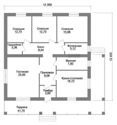 House with kitchen, living room and three bedrooms photo