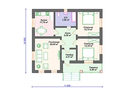 House with kitchen, living room and three bedrooms photo